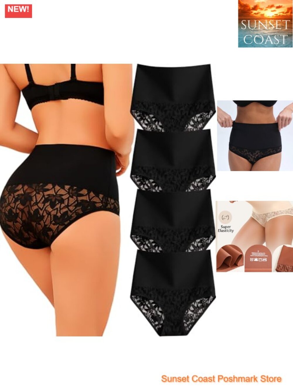 High Waist Tummy Control Seamless Lace Shapewear Panties